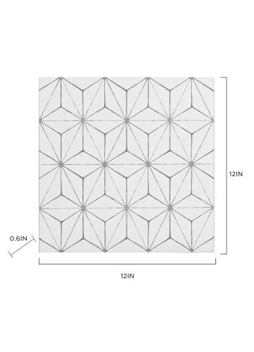 FloorPops FloorPops FP2481 Kikko Peel Stick Floor Tiles, White & Off-White