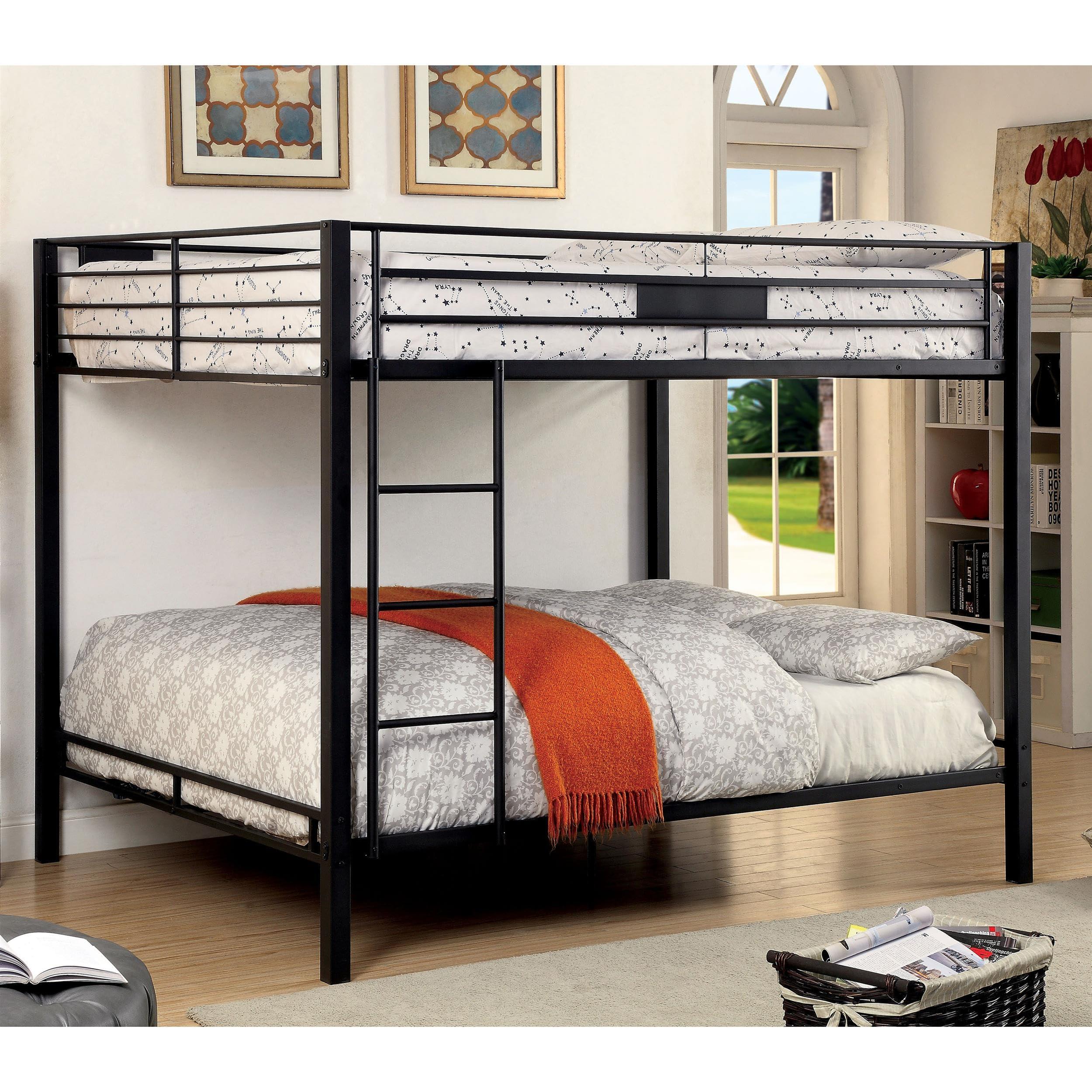 Furniture of America Furniture of America Rivell Metal Queen over Queen Bunk Bed in Black