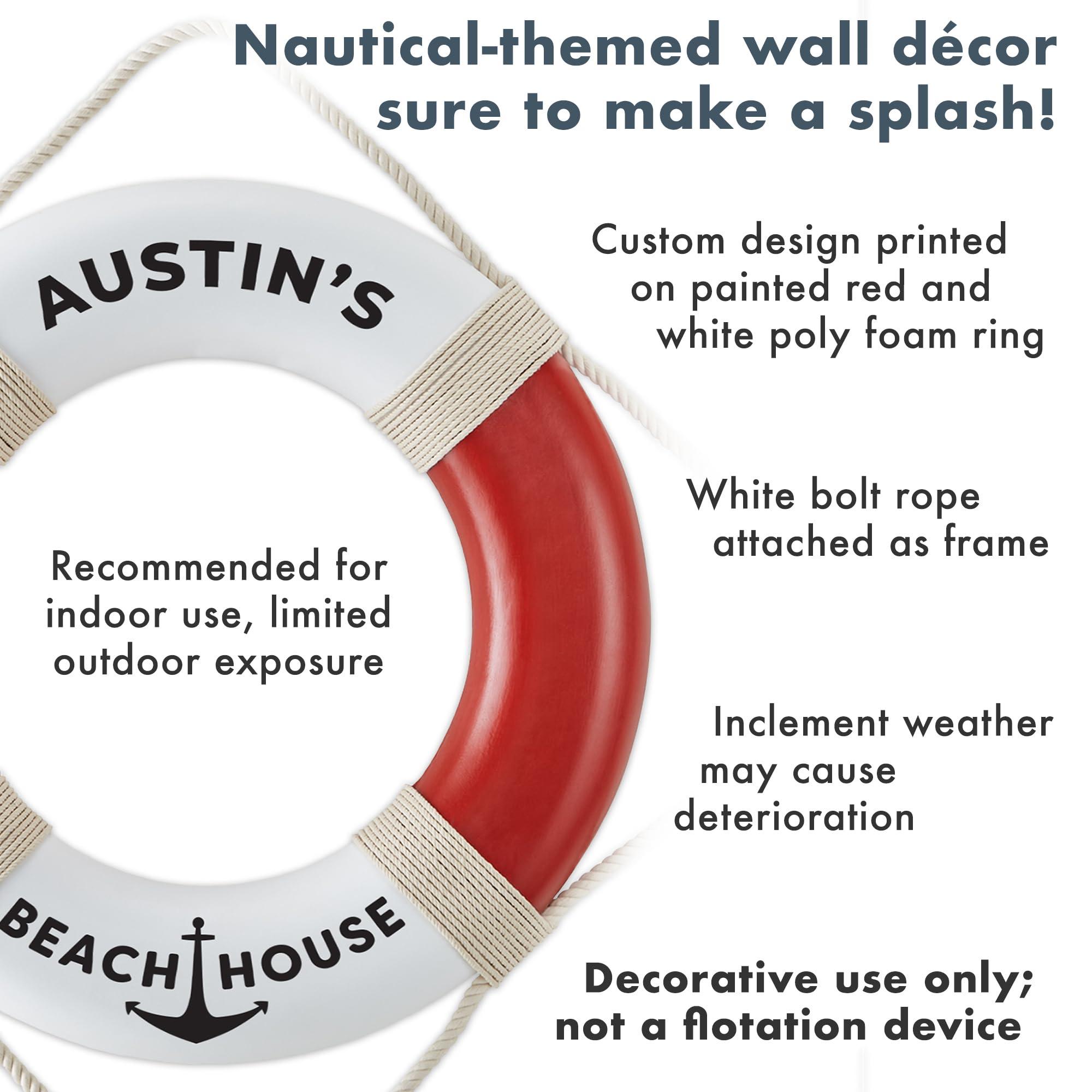 Let\'s Make Memories Let\'s Make Memories Personalized Decorative Life Preserver Ring - Unique Pool, Boat, Beach House Decor - Personalize with Message - 21\" D