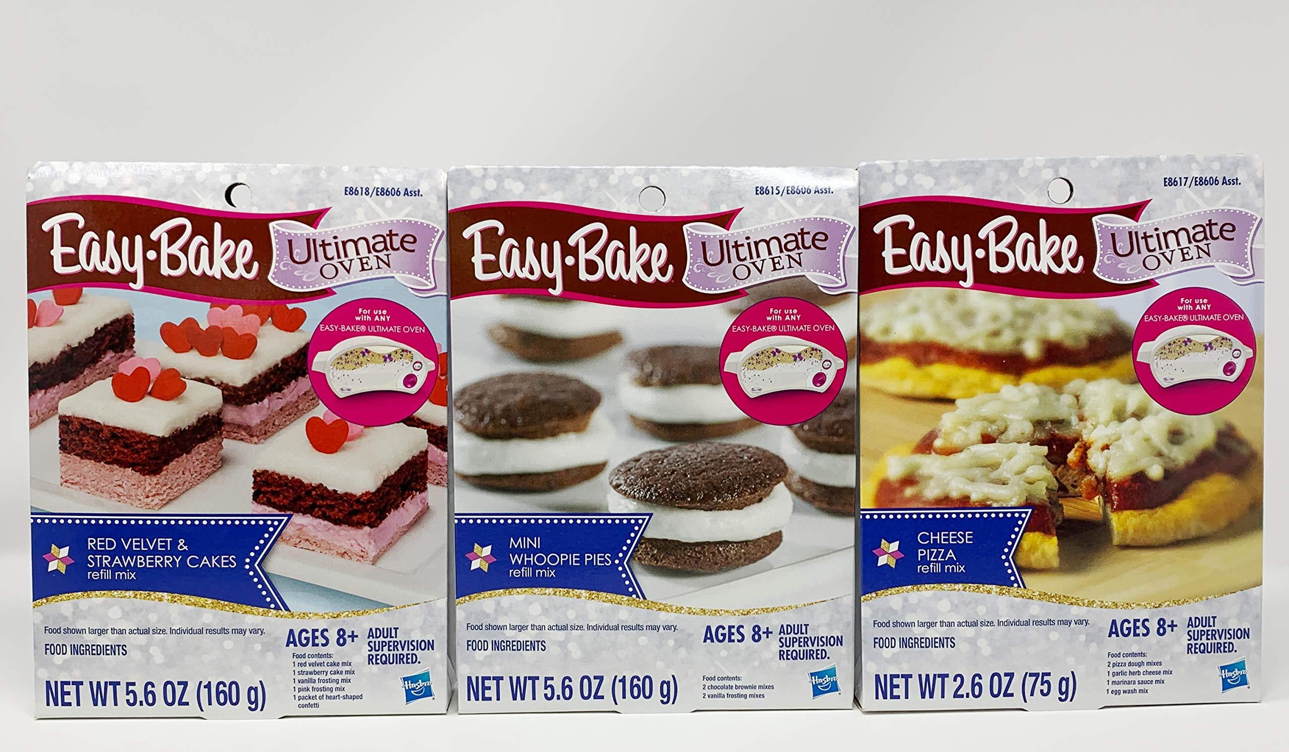 Easy Bake Oven Easy Bake Oven Easy Bake Ultimate Oven Bundle Baking Star Edition + Larger Size 13.8 Oz. 3-Pack Refill Mixes (Pizza, Whoopie Pies and Red Velvet & Strawberry Cakes) + Mini Whisk
