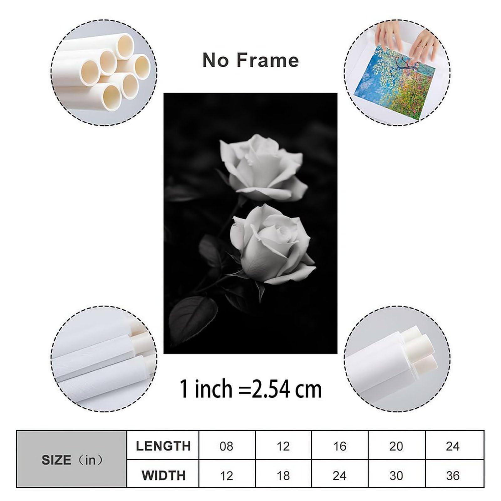 FDLCXHND FDLCXHND Flowers Romantic Red Rose Poster Black And White Poster (4) Canvas Painting Posters And Prints Wall Art for Living Room Bedroom Decor 24x36inch(60x90cm)