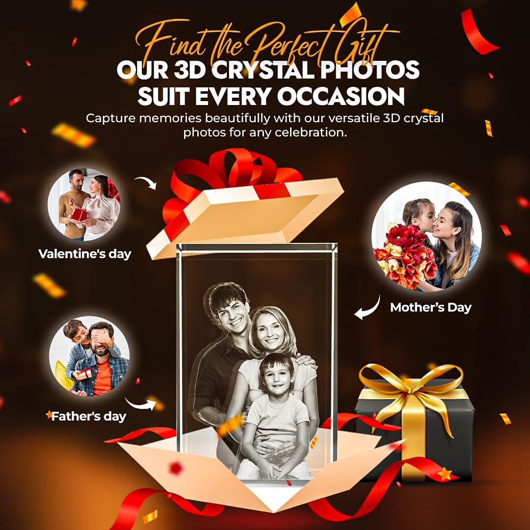 A&B Crystal Collection Personalized Custom 3D Holographic Photo Etched Engraved Inside The Crystal with Your Own Picture (Birthday, Wedding Gift, Memorial, Mother\'s Day, Valentine\'s, Christmas, Personalized) Small Rectangle (1.96\" x 3.14\" x 1.96\")