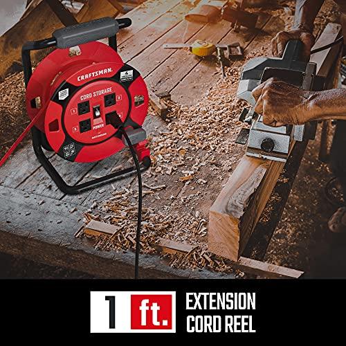 Craftsman CRAFTSMAN Retractable Extension Cord Reel 1 Ft. With 4 Outlets, Cable Management & Heavy Duty 14AWG SJTW Cable