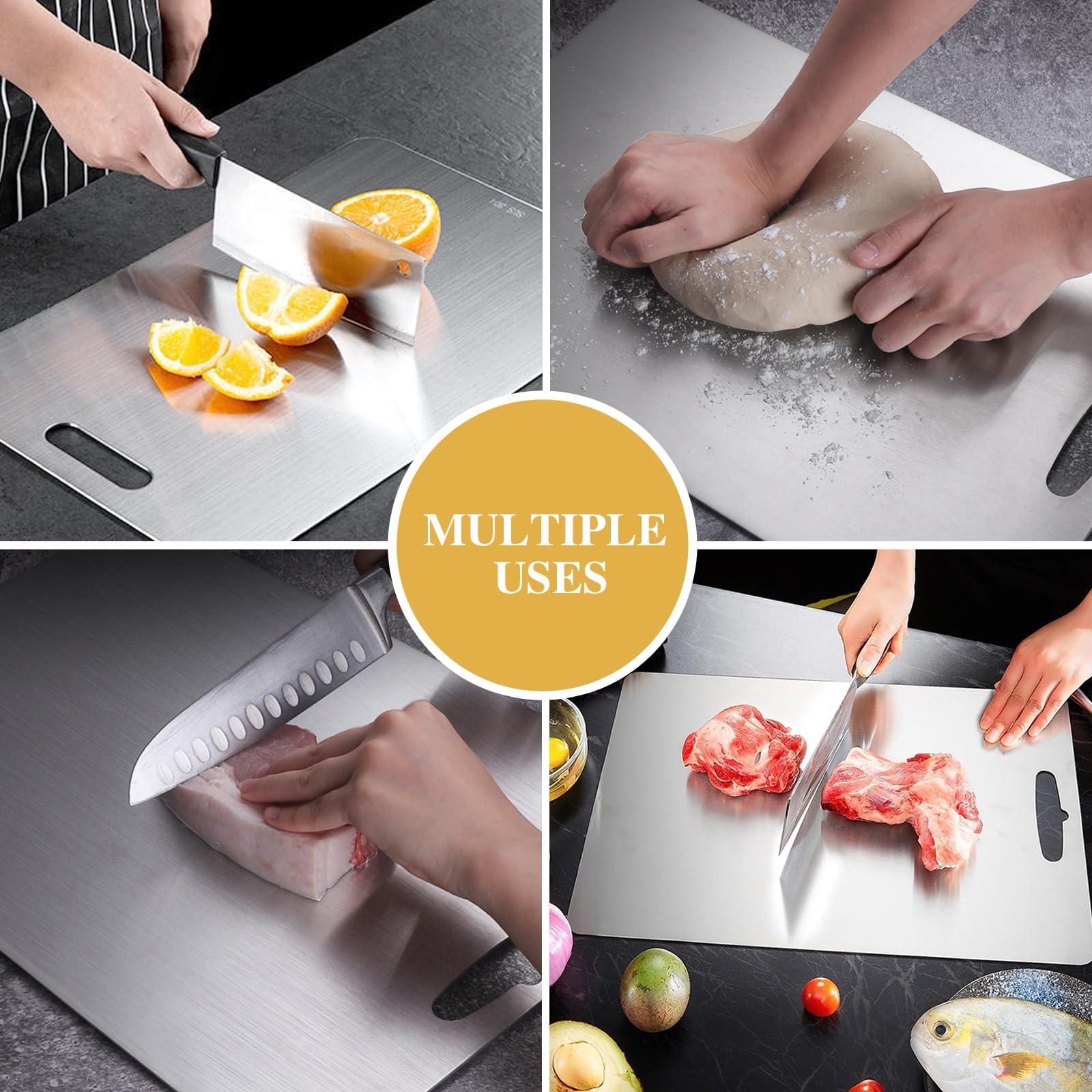 LBHGRMF Yamato Cutting Board, 100% Pure Yamato Titanium Cutting Board - Cutting Edge Hygiene & Durability, Yamato Titanium Cutting Board, Double Sided Stainless Nonstick Chopping Board (15 x 11 in)