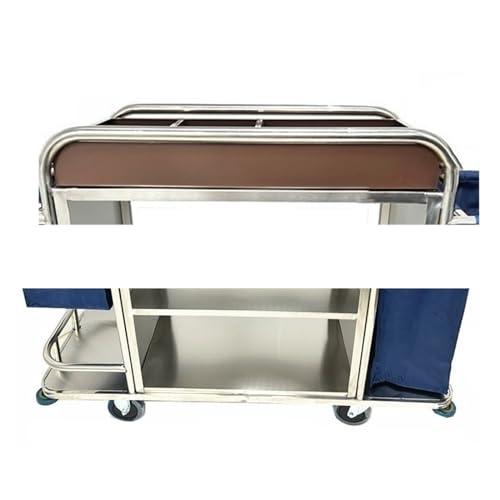 ZYYASHSV Commercial Laundry Cart with Wheels Hotel Work Cloth Trolley Universal Wheel Room Service Hotel Stainless Steel Single Side Bilateral Room Mouth Cleaning Cleaning Car Rolling Laundry Sorter Cart
