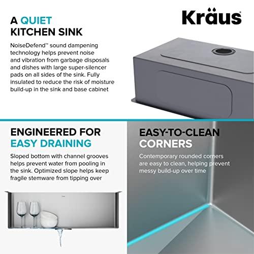 Kraus Kraus KHU100-32 Standart PRO 16 Gauge Undermount Single Bowl Stainless Steel Kitchen Sink, 32 Inch