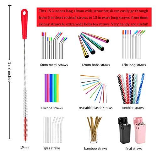 ALINK ALINK 5-Pack Red Bottle Brush Cleaner Set - Long Large Cleaing Brush for Narrow Neck Wine/Beer Bottles/ Flask/ Thermos/ Hummingbird Feeder/ Sport Well, Spout/Lid Brush, Straw Brush