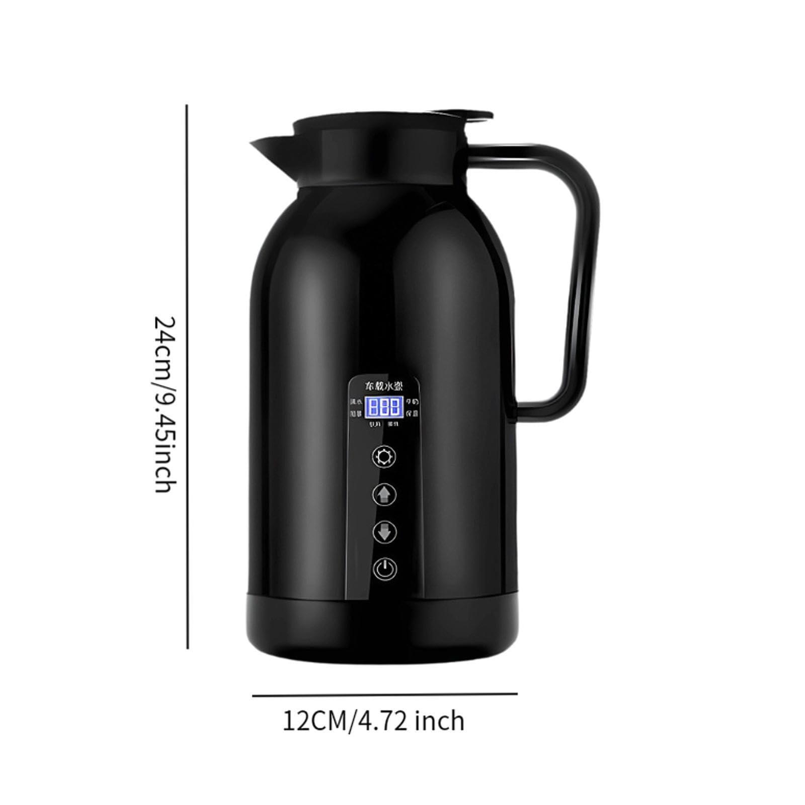 Generic Car Kettle Boiler Hot Water Bottle 12V-24V LCD Digital Display Heating Bottle Car Electric Kettle for Road Trips Camping