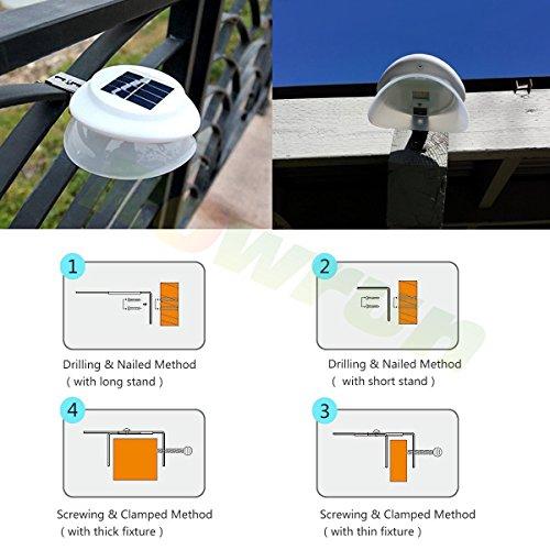 Rowrun Rowrun Solar Gutter Lights Outdoor Warm White 3000K Waterproof Smart LED Fence Light Dusk to Dawn 0.5W 100LM 9PCS 2835SMD Non Dimmable Safety Lamps for Stair Wall Corridor Walkway Garden Pack of 4