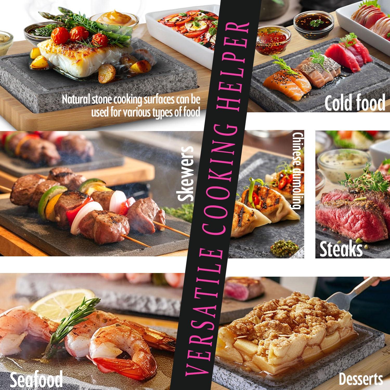 Artestia Artestia Cooking Stones for Steak Stones Sizzling Hot Stone Set Hot Rock Cooking Stone Indoor Grill, Granite Stone Cooking Set/BBQ/Steak Grill (Upgrade Version)