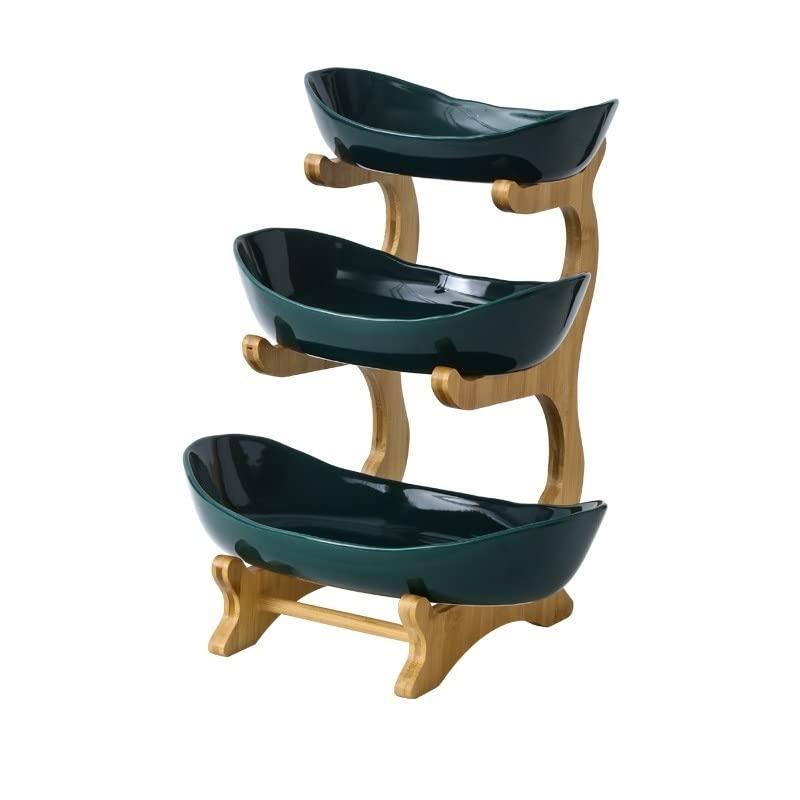 GaRcan Fruit Basket Bowl Three-layer Plastic Fruit Tray, Can Hold Snacks, Dried Fruits, Fruits and Nuts, Suitable for Countertops Fruit Bowls (Color : 3 layer Green) (3 Layer Gr