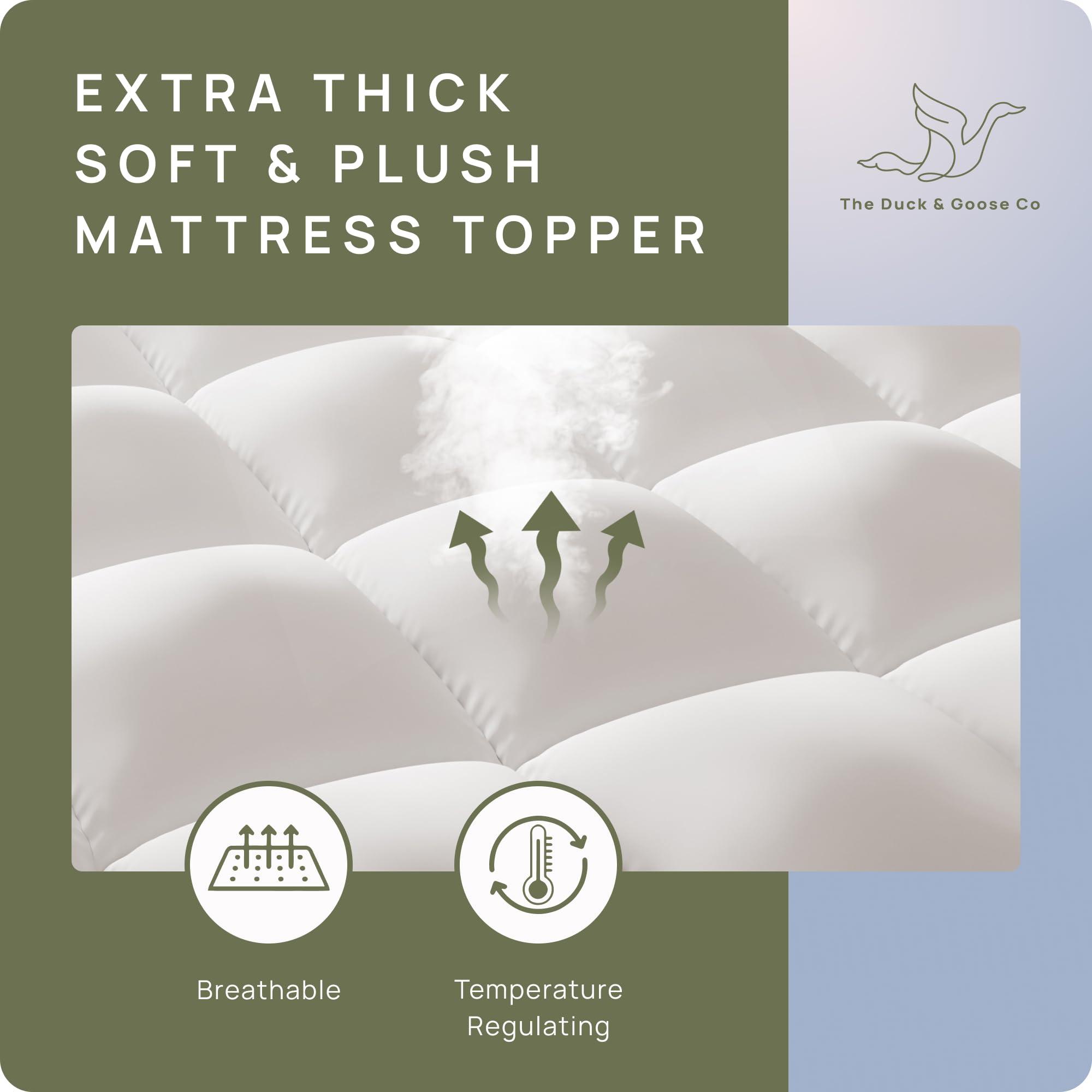 D & G THE DUCK AND GOOSE CO RV Short Queen Mattress Topper - Soft & Extra Thick Pillow Top for Camper Mattress Pad & Protector | Bed Topper for RV Camper Bed, Pop Up and Trailer