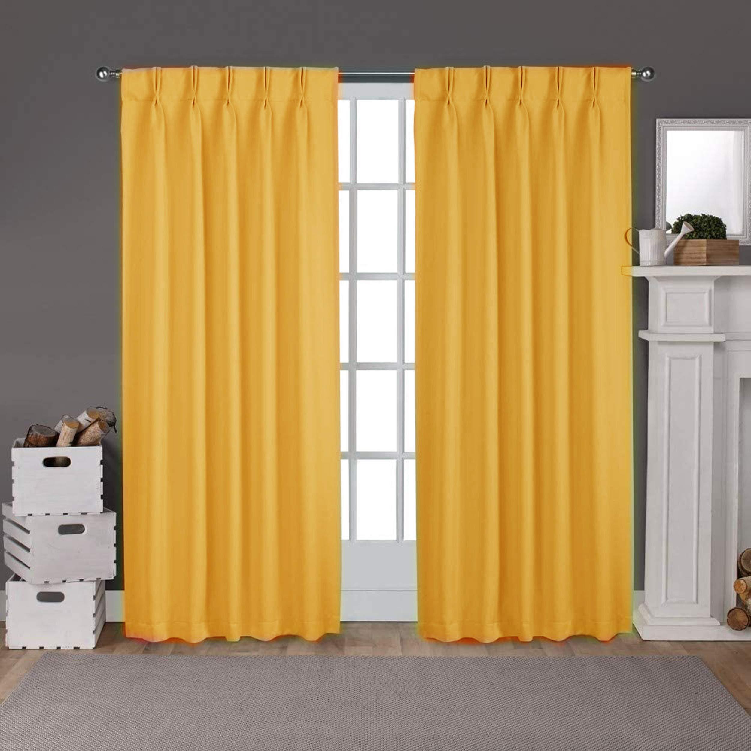 Sky Wave Double Pinch Pleated Blackout Curtains for Room Decoration and Darkening Comes with Easy Hanging Options via Hooks. (Gold 72 Inch Wide by 54 Inch Long- 2 Pannels Combined Size)