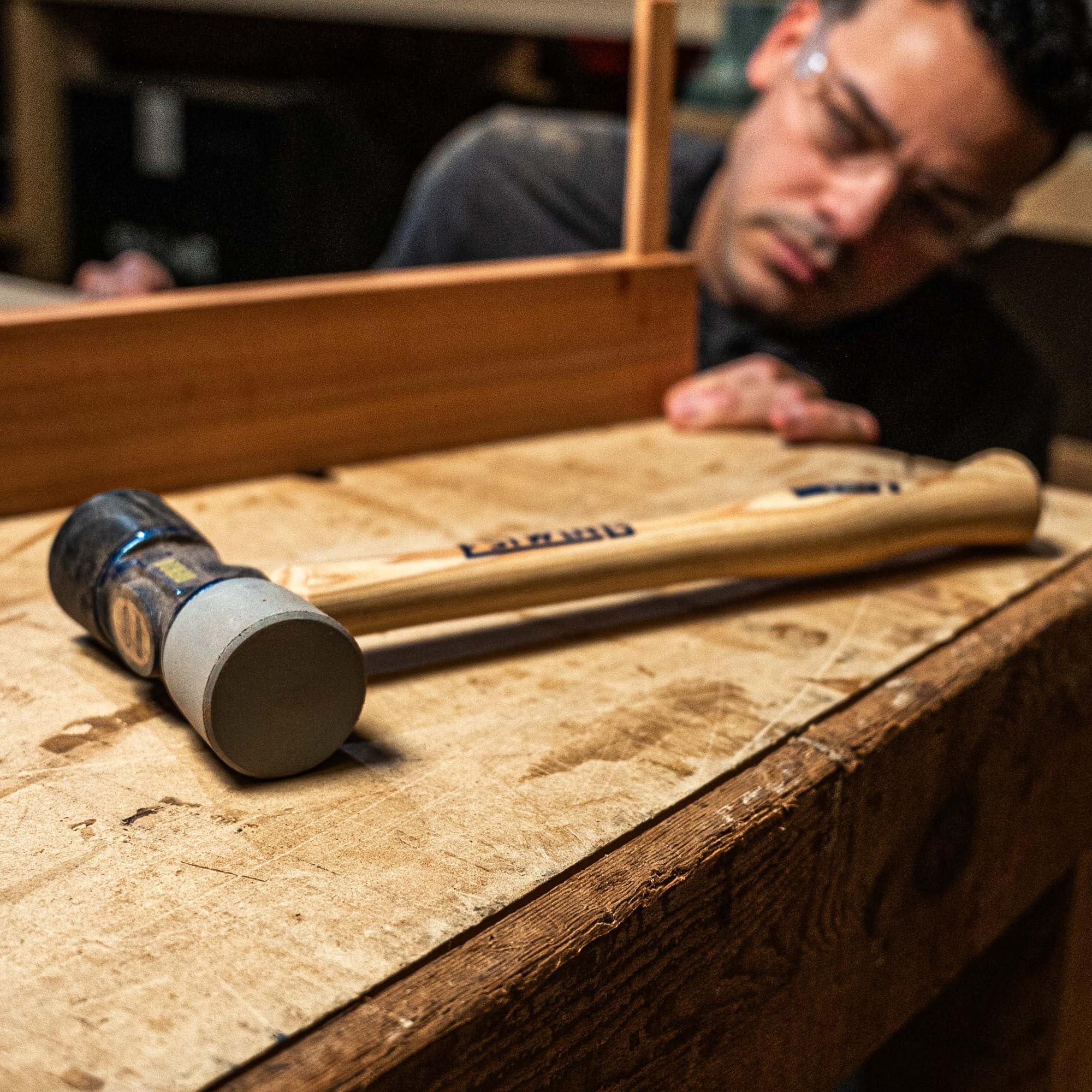 Estwing ESTWING Rubber Mallet - 24 oz Double-Face Hammer with Soft/Hard Tips & Hickory Wood Handle - DFH24