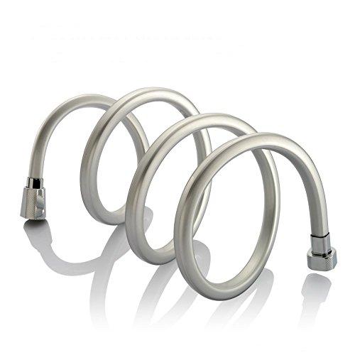 SR SUN RISE Square White Non-Toxic Odorless PVC Smooth Flexible and Anti-Kink Brass Spin Inner Core 86 Inch Long Hand-held Shower Hose, 1, Gray image-1