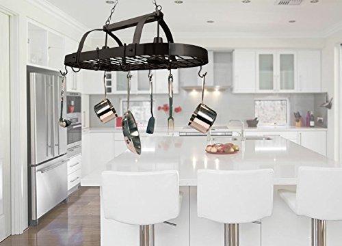 Elegant Designs Elegant Designs PR1000-ORB Home Collection 2 Light Kitchen Pot Rack with Downlights, Oil Rubbed Bronze