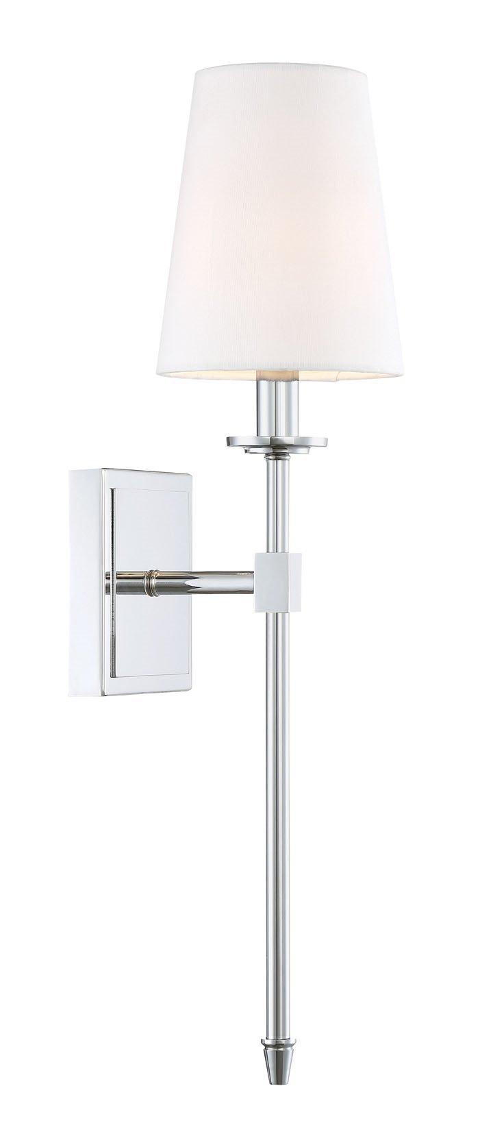 Kira Home Kira Home Torche 20" Wall Sconce/Wall Light + Linen Shade, Chrome Finish