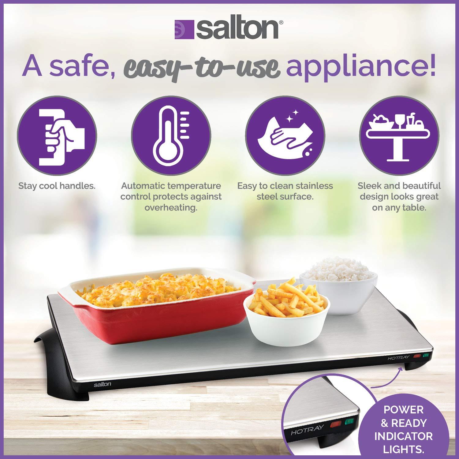 Salton Cordless Warming Tray by Salton | Large Electric Hot Plate | Cooking, Serving & Warming Tray | 23-3/4” x 11-3/4” Hot Plate