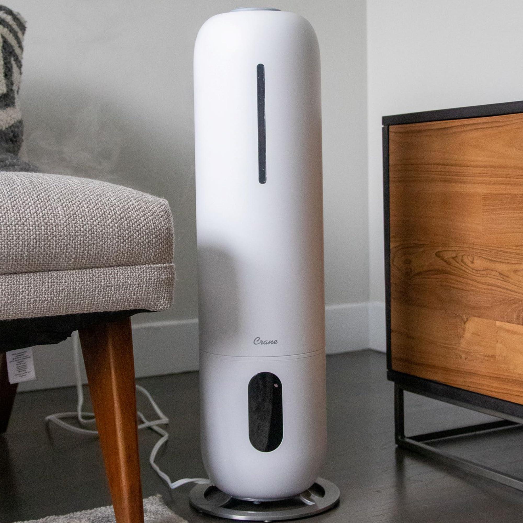 Crane Crane Ultrasonic Cool Mist Tower Humidifier, 2 Gallon,White,EE-6917