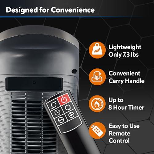 Lasko Lasko Oscillating Digital Ceramic Tower Heater for Home with Adjustable Thermostat, Timer and Remote Control, 23 Inches, 1500W, Silver, 755320, 8.5L x 7.25W x 23H, Silver