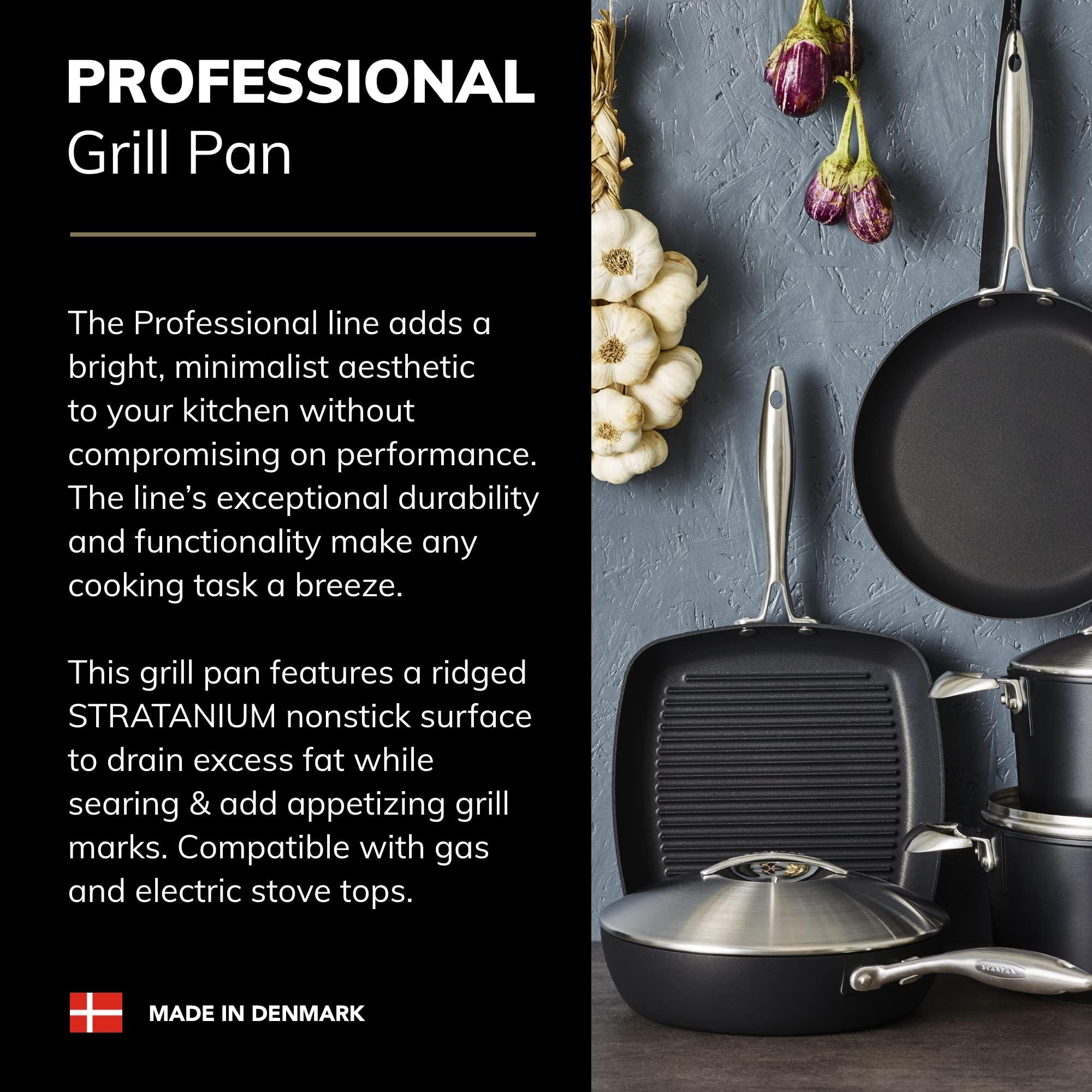 Scanpan SCANPAN Professional 10.5 Square Grill Pan - Easy-to-Use Nonstick Cookware - Dishwasher, Metal Utensil & Oven Safe - Made in Denmark
