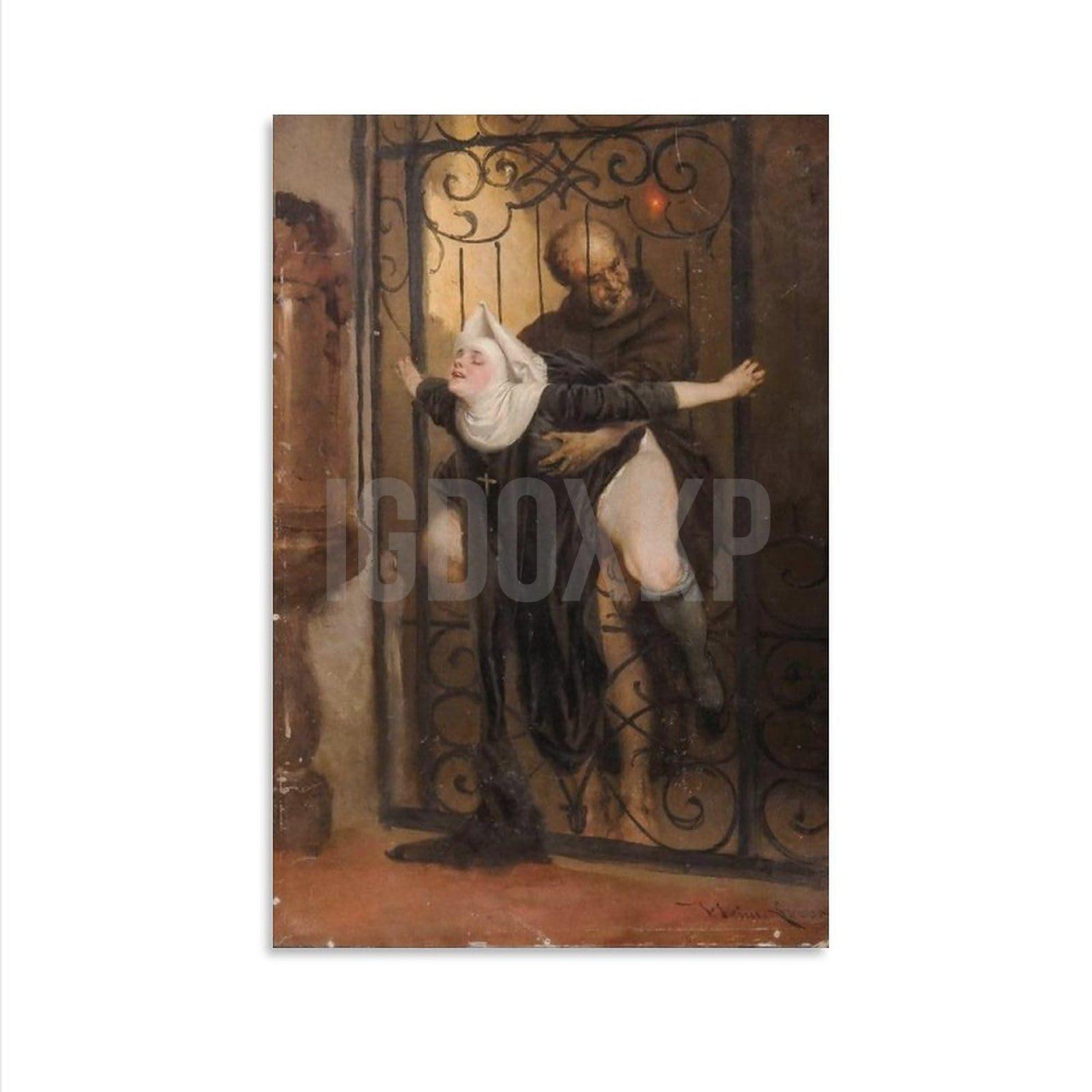 ALOEU ALOEU Heinrich Loso\'s Sin 1880 Oil Painting Art Poster Retro Poster Canvas Printing Art Decoration Poster Living Room Bedroom Decoration Aesthetic Picture Unframe-style 08x12inch(20x30cm)