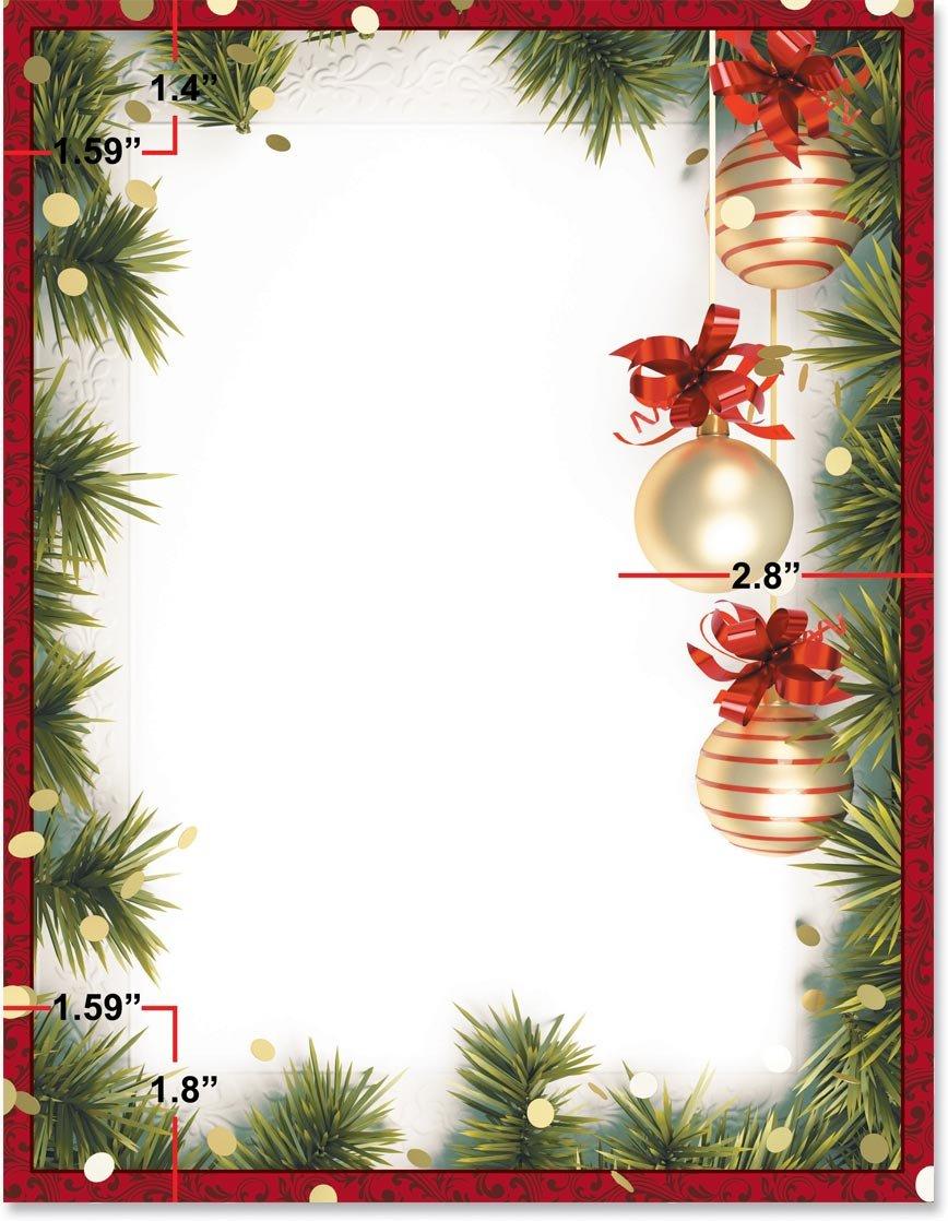 PaperDirect Paperdirect Ornament Trio Holiday Christmas Winter Theme Stationery, Border Paper, Letterhead 8.5 x 11, 100 sheets, Elegant Premium Writing Paper, Decorative Printer Paper