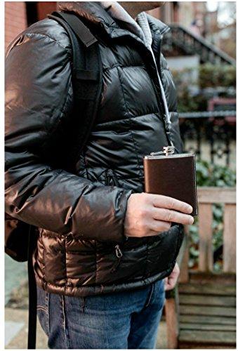 Kikkerland Kikkerland 8-Ounce Leather Hip Flask, Large, Brown