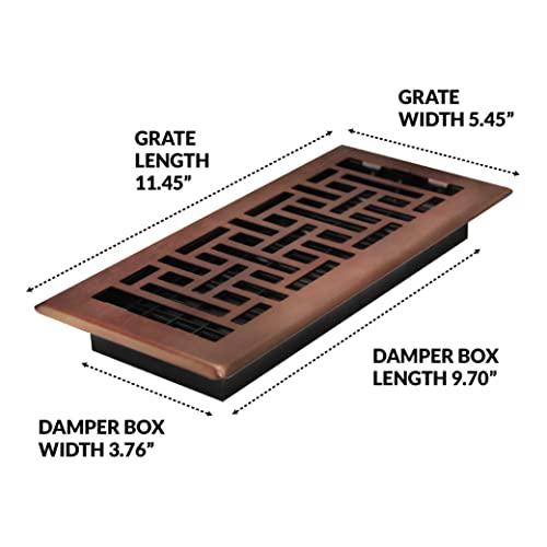 Decor Grates Decor Grates AJH410-RB Oriental Floor Register, 4x10 Inches, Rubbed Bronze Finish