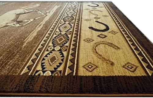 champion rugs champion rugs Western Rustic Lodge Running Horse Stallion Horseshoe Southwestern Design Area Rug (2 Feet X 3 Feet)