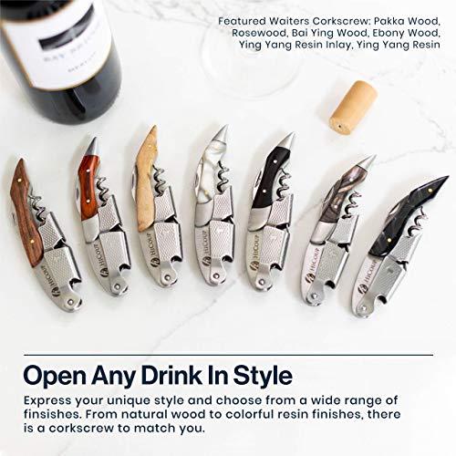 HiCoup Kitchenware Hicoup Wine Opener - Professional Corkscrews for Wine Bottles w/ Foil Cutter and Cap Remover - Manual Wine Key for Servers, Waiters, Bartenders and Home Use - Classic Rosewood