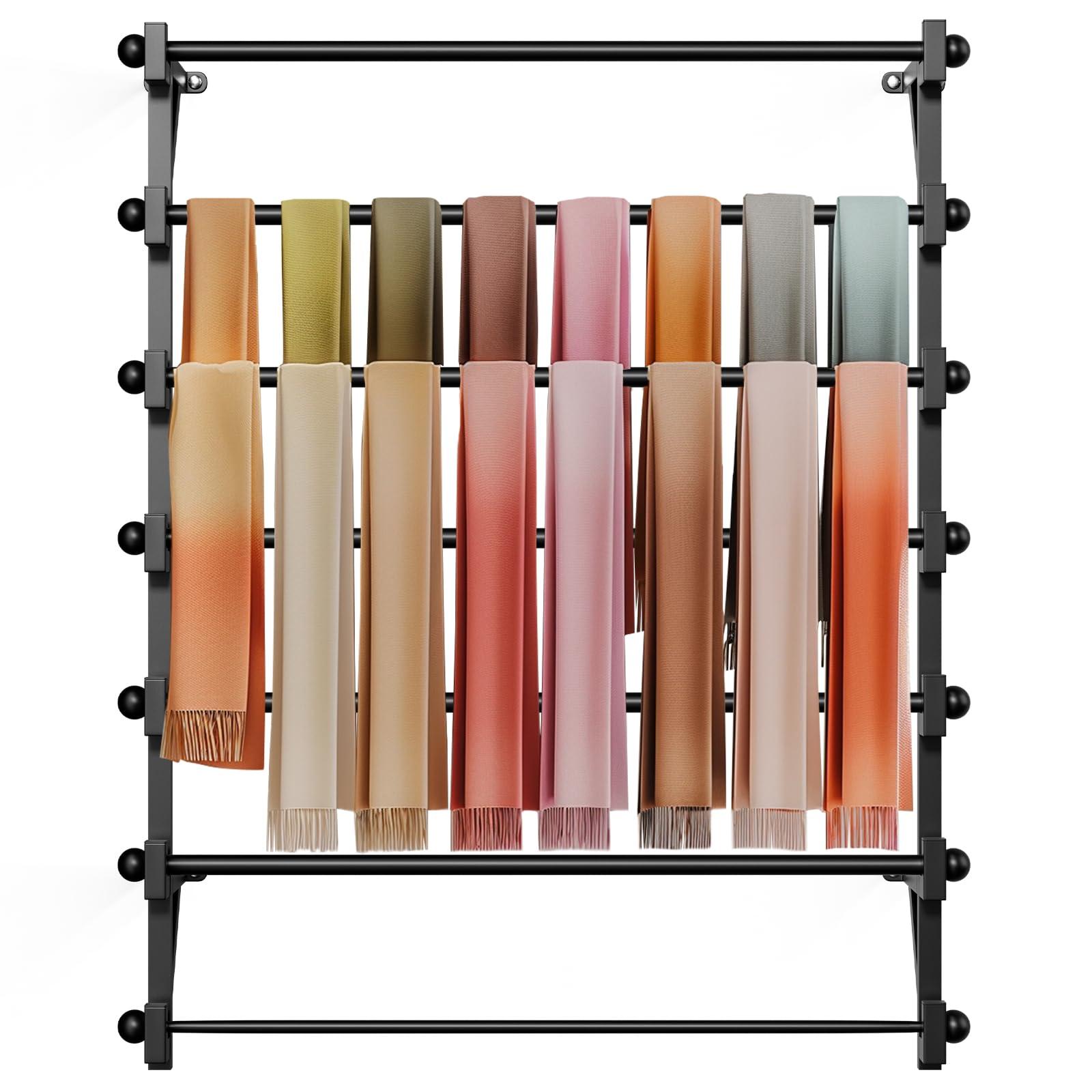 FWTXZTER FWTXZTER Wall Mounted Display Rack, 7-Layer Wall Wrapping Paper Ribbon Organizer for Flower Shop, Tie Scarf Rack Belt Towel Holder Retail Stores Metal Shelving