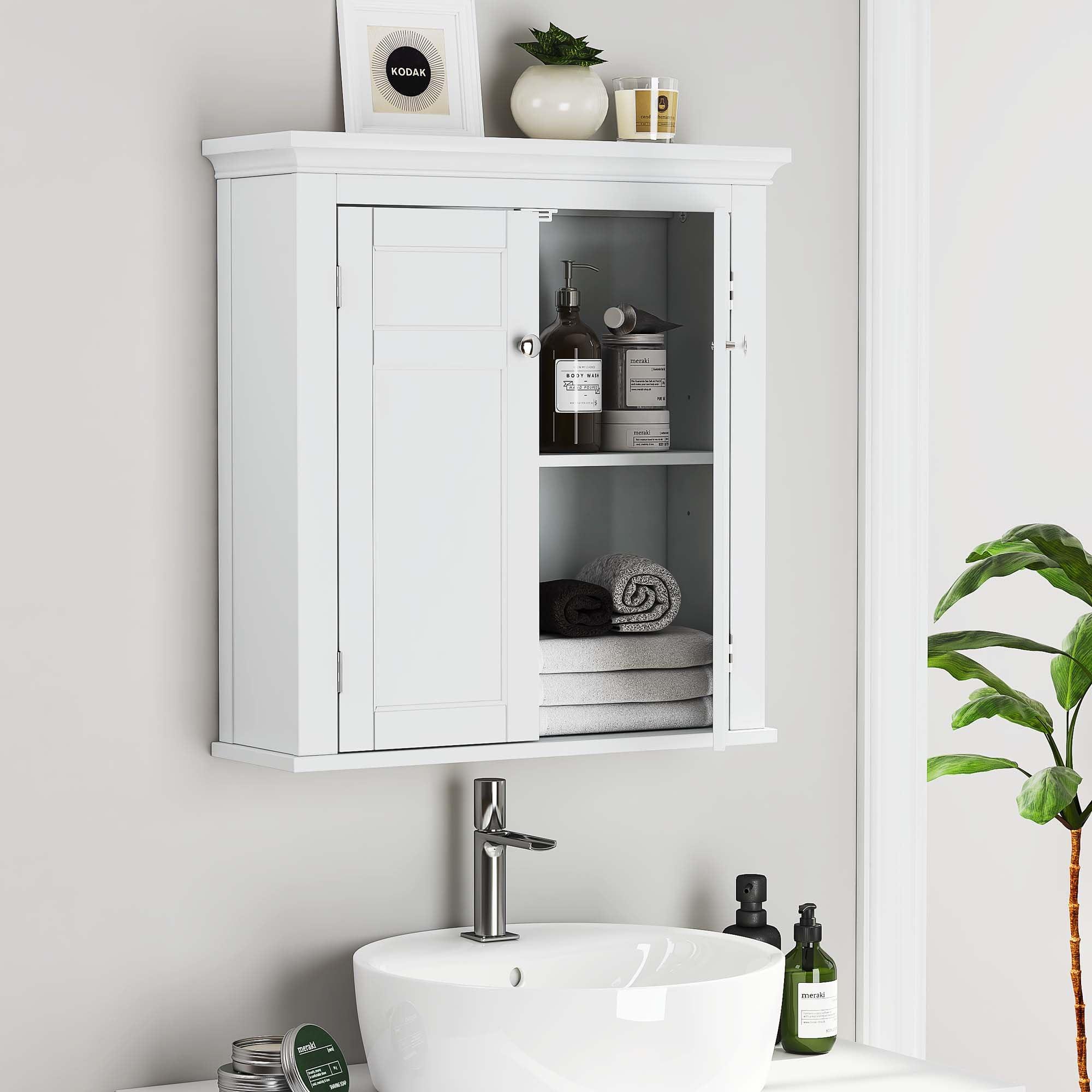 Spirich Spirich Bathroom Cabinet Wall Mounted, Hanging Bathroom Storage Cabinet Over Toilet, Medicine Cabinet with Doors and Shelves (White)