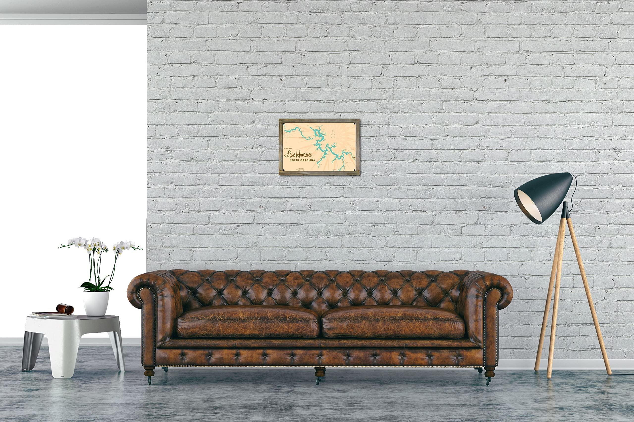 Northwest Art Mall Lake Hiwassee North Carolina Metal Print on Reclaimed Barn Wood from Illustration by Lakebound 11.5" x 17.5"