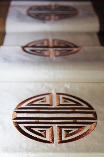 VietnameseArtwork Silk Embroidered Table Runner -Happiness- Made in Vietnam-STR2