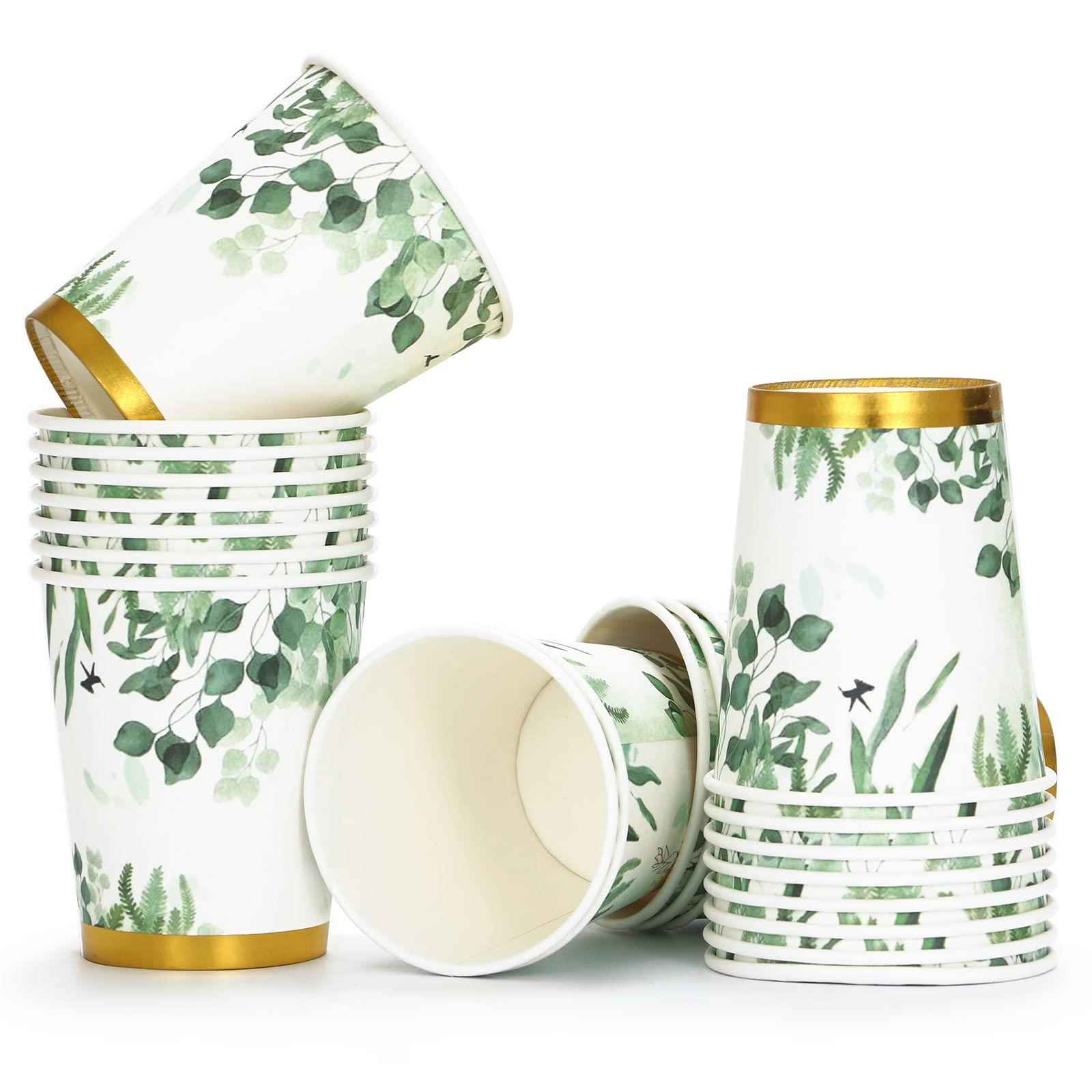 Gudvilla Gudvilla Sage Green Party Decorations, Sage Green Plates, Baby Shower Plates and Cups and Napkins Sets 200 Pcs, Eucalyptus Bridal Shower Plates for Sage Green Birthday Wedding Baptism, Serves 50