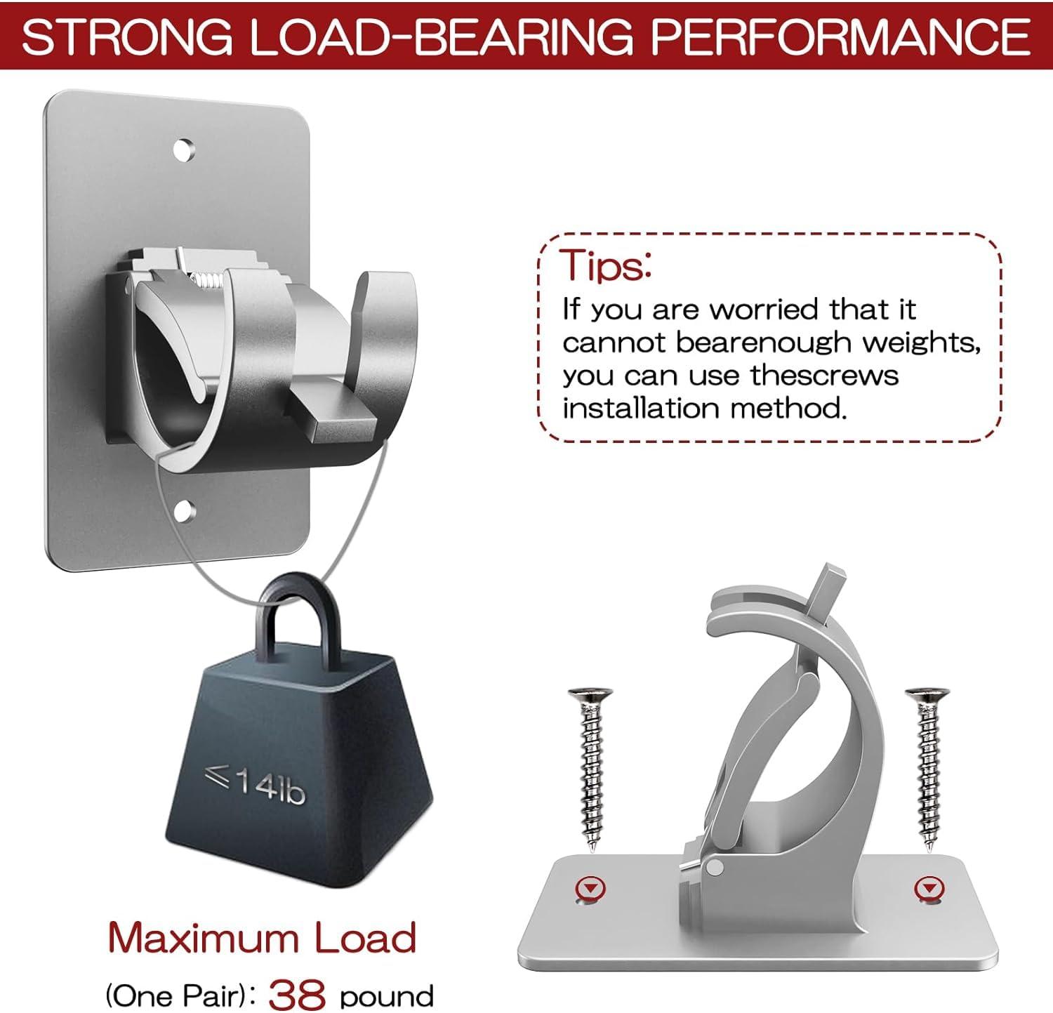 Wabboreq 6PCS No Drill Curtain Brackets, Self-Adhesive Rod Holders, Universal Plastic Nail Free Adjustable, Curtain Hooks for Rods Less Than 1.57 Inch Diameter (Sliver)