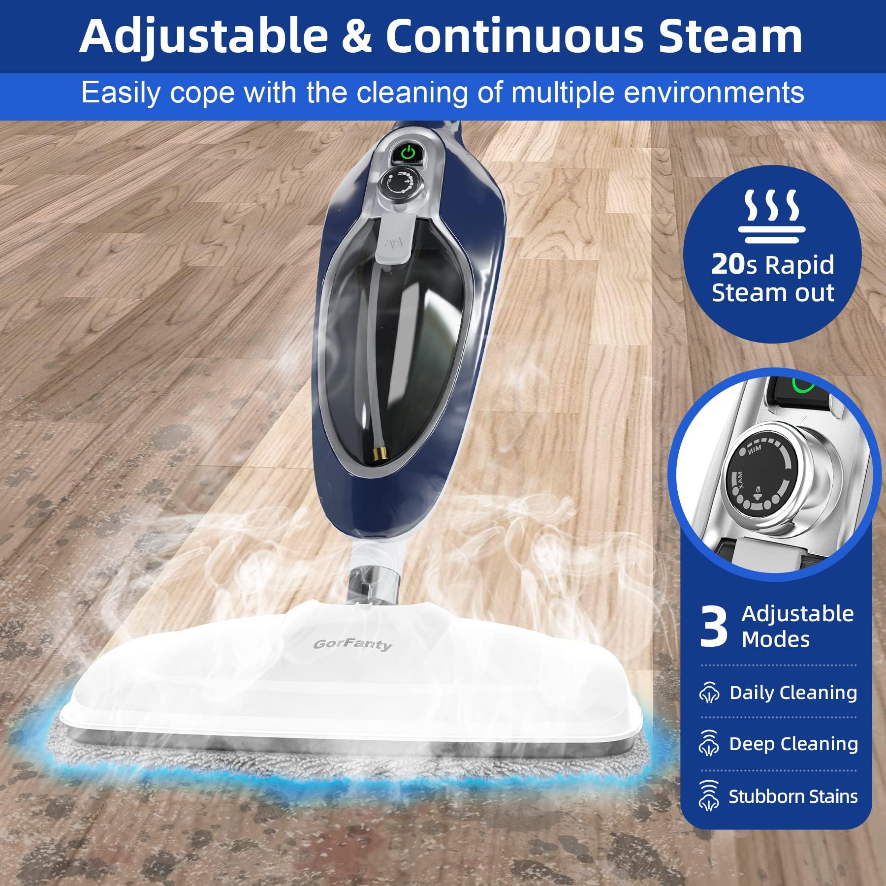 GorFanty Steam Mop - 10-in-1 Floor Steamer Detachable MultiPurpose Handheld Steam Cleaner for Hardwood/Tile/Laminate All Floors Carpet Cleaning with 11 Accessories for Whole Home Use(Blue).
