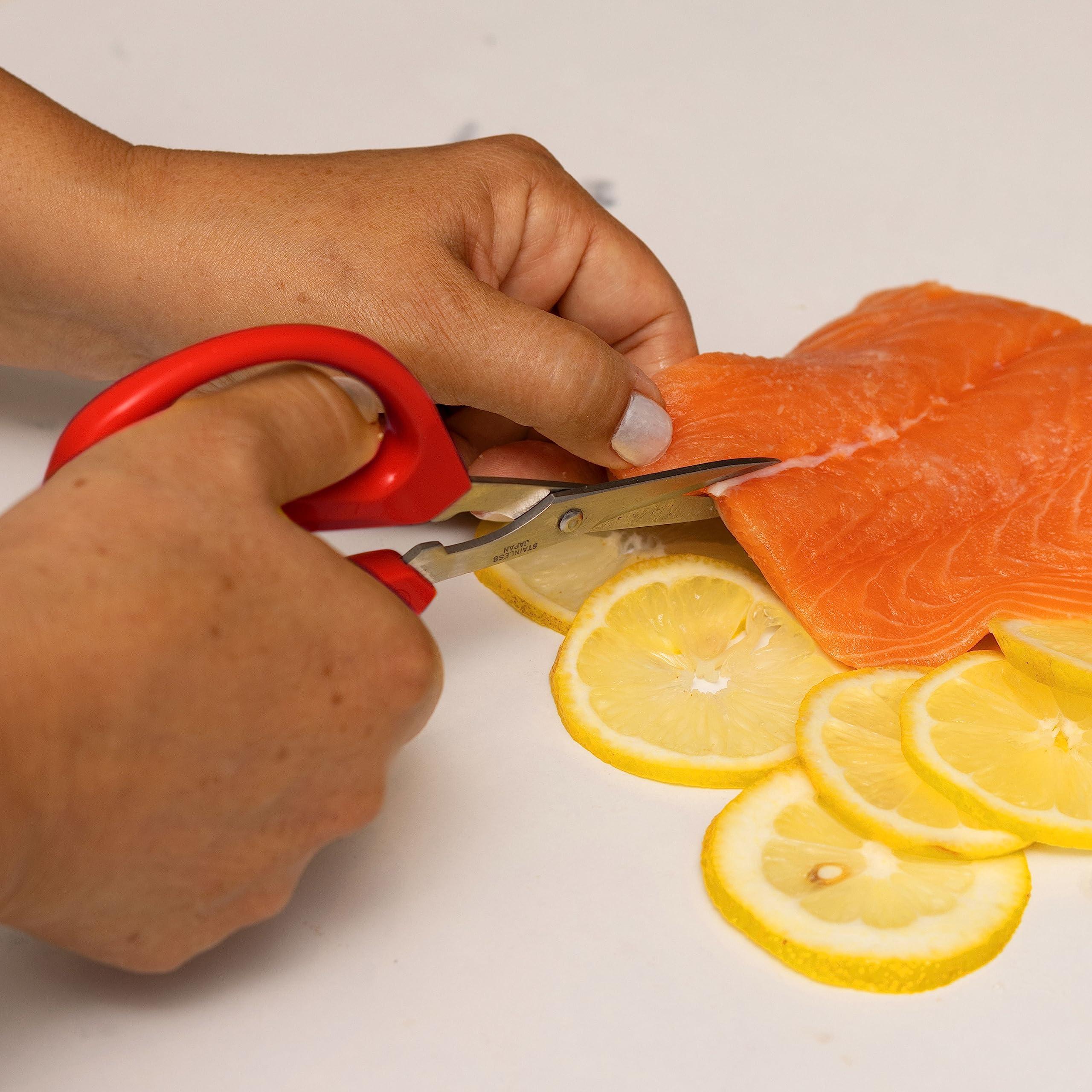 JOYCE CHEN Joyce Chen Original Unlimited Kitchen Scissors All Purpose Kitchen Shears With Comfortable Handles, Red