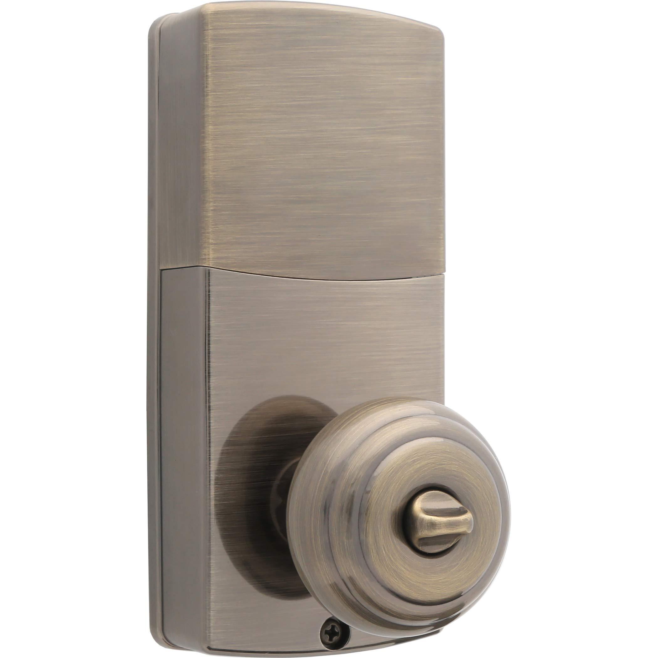 Honeywell Honeywell Safes & Door Locks - Keyless Entry Smart Electronic Door Knob Lock with Digital Keypad - Auto Lock - 50 Different User Pin Codes - 1 Touch Locking - Antique Brass - 6.5x8.8x9 in - 8732101