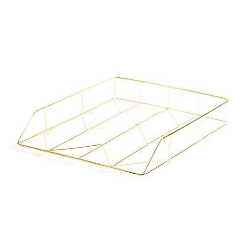 U Brands U Brands Desktop Letter Tray, Wire Metal, Gold