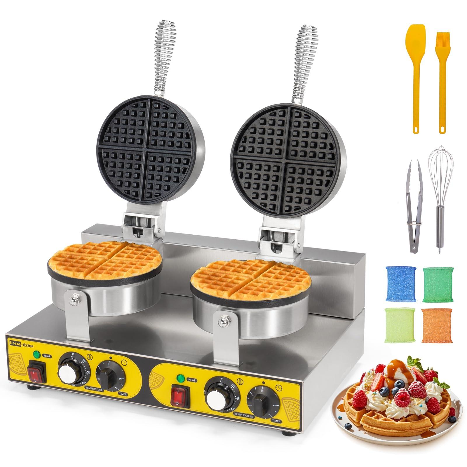 Dyna-Living Dyna-Living Commercial Waffle Maker Double Waffle Maker, 2400W Non-Stick Commercial Waffle Maker Stainless Steel Waffle Iron Machine for Restaurants, Large Waffle Maker, Commercial Waffle Machine