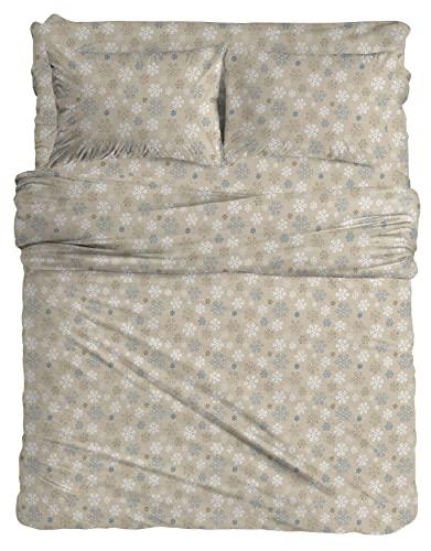 Pointehaven Pointehaven Flannel 170 GSM Sheet Set,Twin Snow Flakes Oatmeal