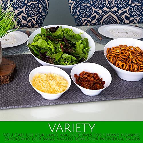 PLASTICPRO PLASTICPRO Disposable Angled Plastic Bowls Round Large Serving Bowl, Elegant for Party\'s, Snack, or Salad Bowl, Clear Pack of 4