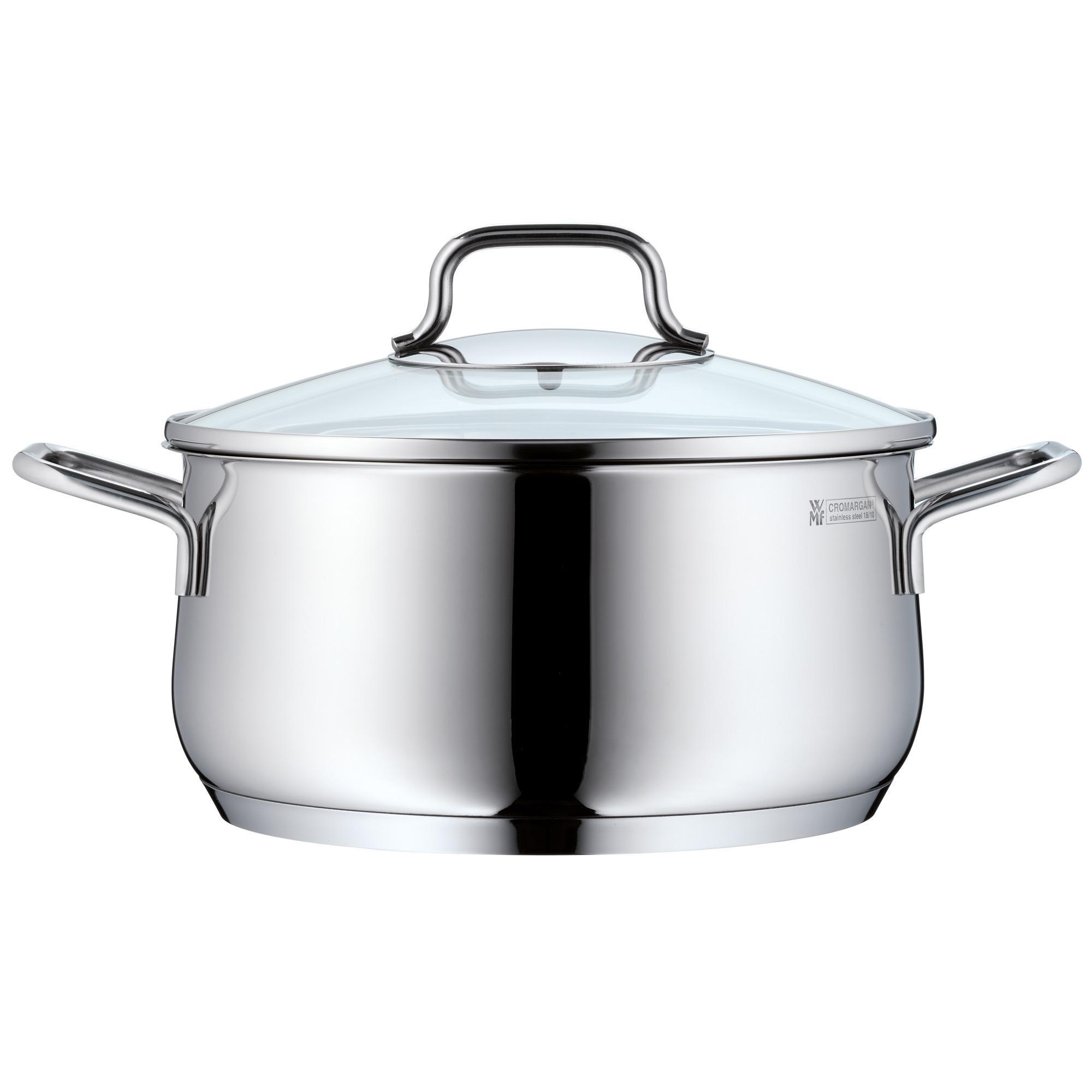 WMF WMF Brilliant 6-Piece Induction Saucepan Set with Glass Lid, Matt Cromargan Stainless Steel, Induction Pots Set, Uncoated