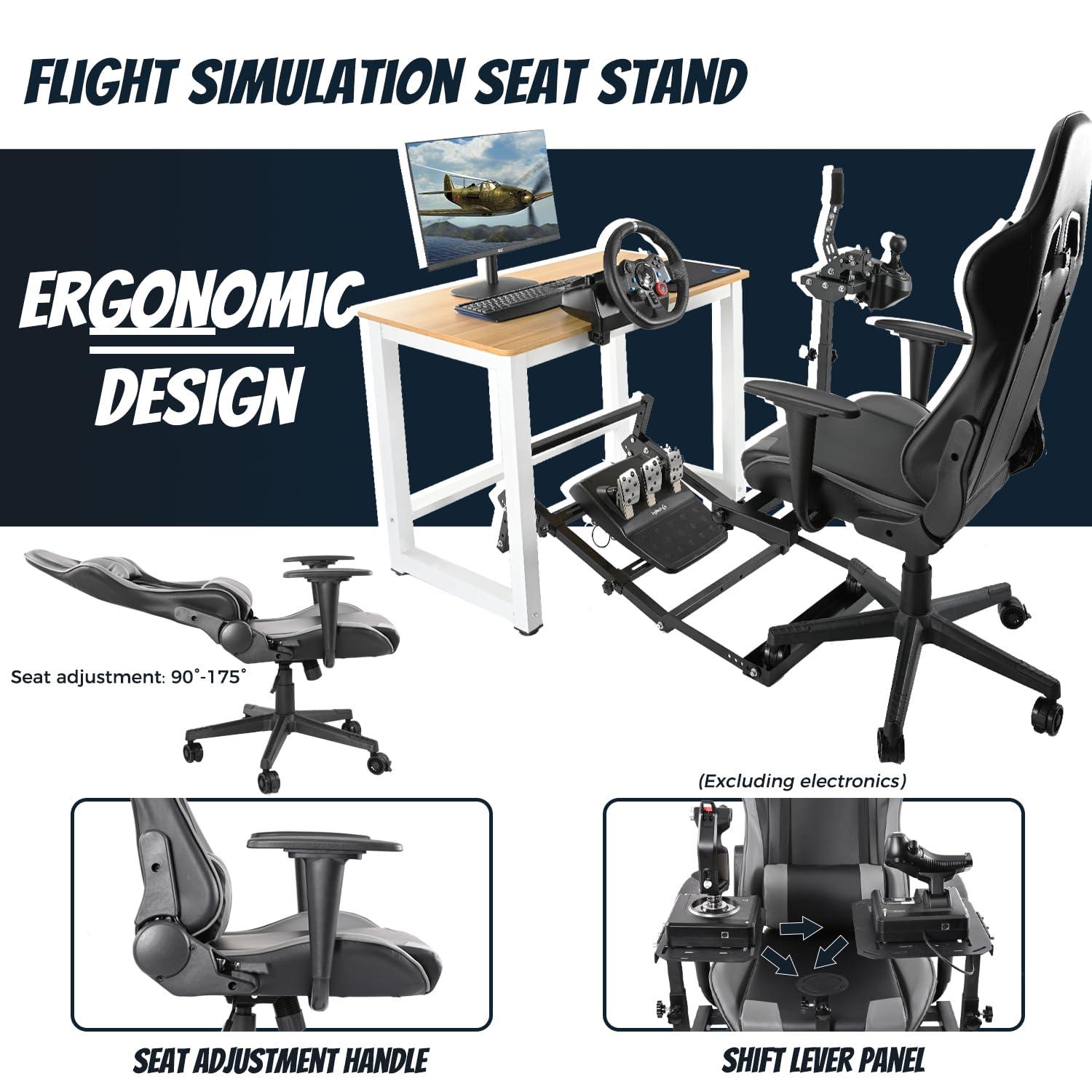 Gazzyt Gazzyt X52 Flight Simulator Cockpit Playseat with Foldable Pedal Stand Fit for Logitech X52PRO X56, Thrustmaster,Hotas Warthog, Not Included Pedals, Joystick and Throttle