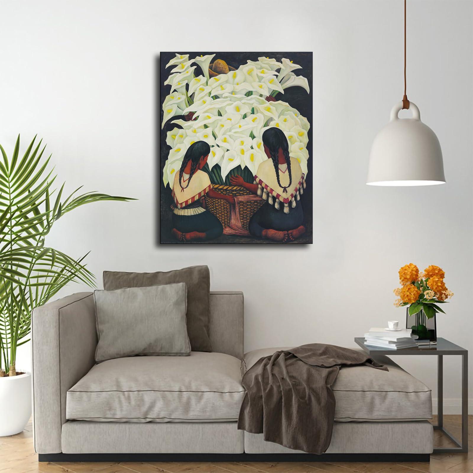 NikkOh NikkOh Calla Lily Vendor Diego Rivera Poster Canvas Painting Wall Art Picture Gift Bedroom Home Aesthetic Decoration (Unframed,2027inch)