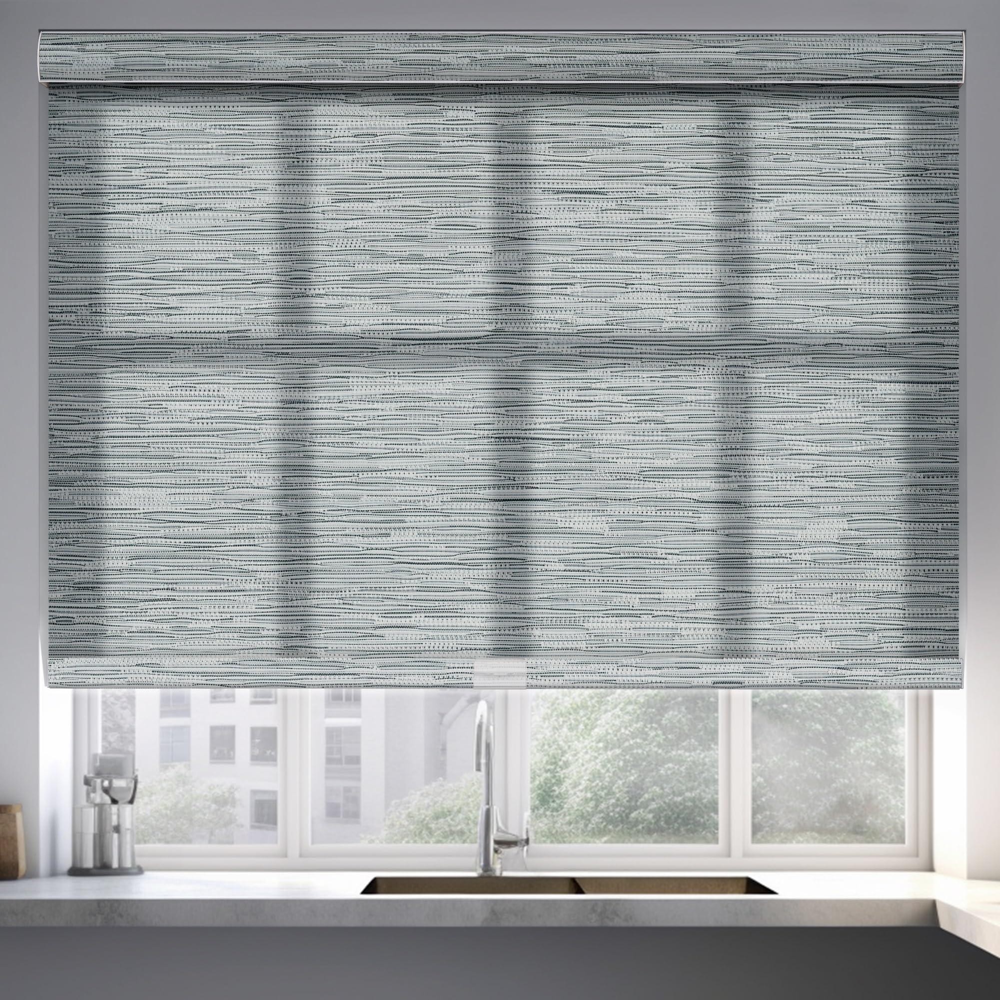 Sulugood Sulugood Roller Shades for Windows Light Filtering Roller Blinds with Cassette Valance Cordless Window Blinds Jacquard Thermal Insulation Energy Saving Shades for Home Door,Gray,21" W x 72" H