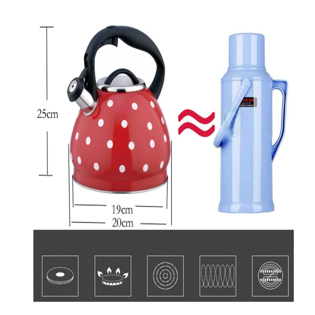QPZK Cute Whistling Tea Kettle Polka Dot Teapot Stove Top,One-button Opening and Closing Design Cooking Grade Stainless Steel Tea Kettles, Tea Pot Home Decoration Gift black