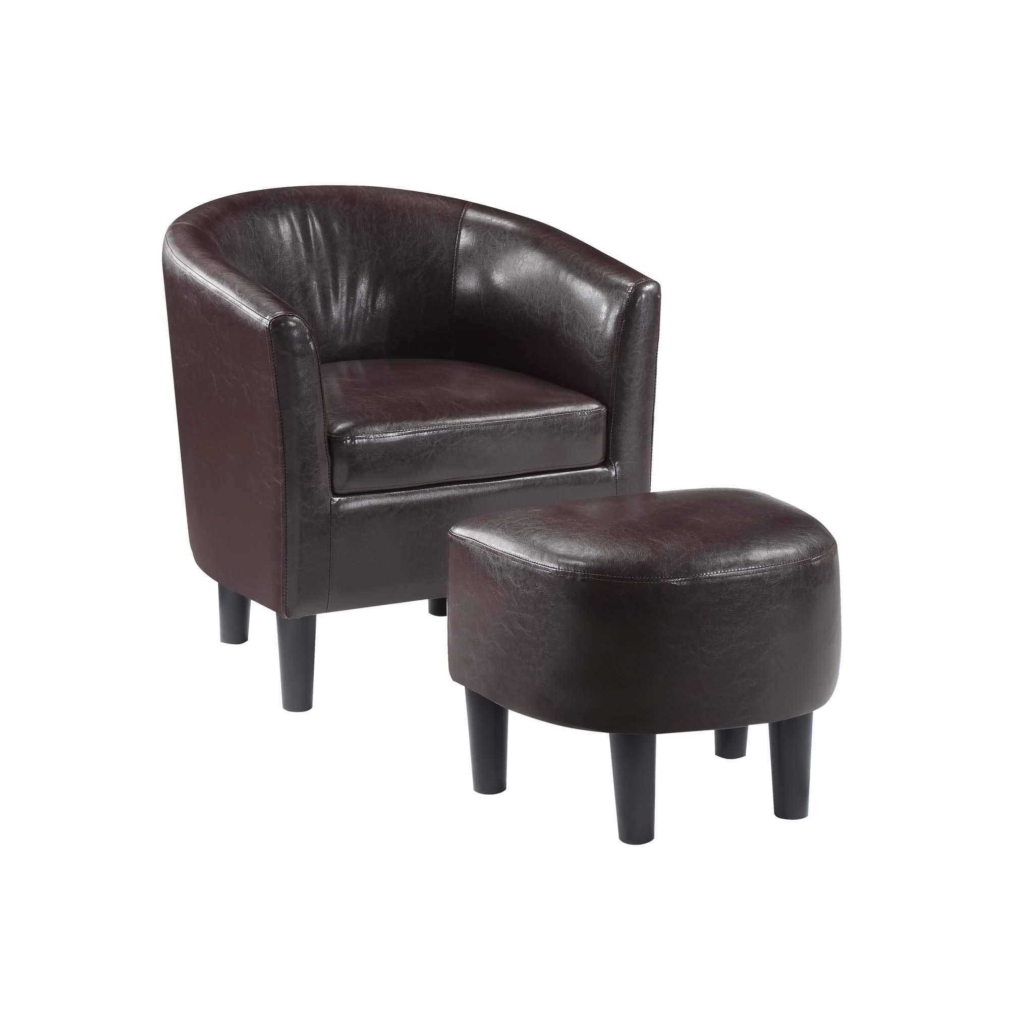 Convenience Concepts Convenience Concepts Take a Seat Churchill Accent Chair with Ottoman, Espresso Faux Leather